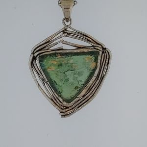 Sterling Silver Roman Glass On of a Kind Necklace